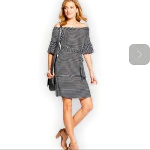 Spenser Jeremy Off The Shoulder Stripe Knit dress